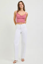 White high-waisted wide baggy pants made from soft denim in plus size for a relaxed stylish fit