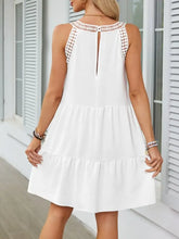 Ruffled Hem Lace Sleeveless Dress Casual Dresses