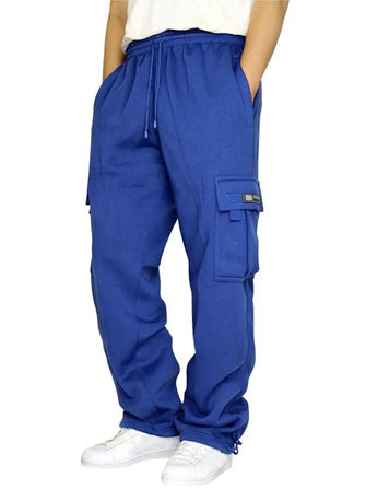 Men's Full Size Drawstring Pants Plus Size Blue