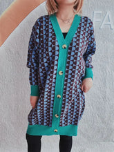 Contrast Trim Geometric Button Down Cardigan Casual Dresses
