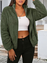 Zip Up Turtleneck Long Sleeve Jacket Green