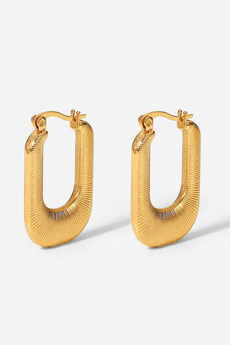 Good Luck Charm Screw-Thread U-Shaped Earrings Gold One Size