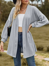 Textured Open Front Dropped Shoulder Cardigan Woman Outerwear