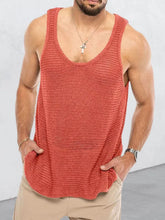 Men's Plus Size Round Neck Wide Strap Tank Coral