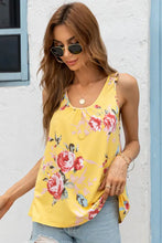 Floral Scoop Neck Tank Top Banana Yellow Tanks & Camis