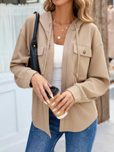 Waffle Knit Open Front Hooded Outerwear Tan