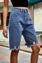 Raw Hem High Waist Denim Shorts with Pockets Denim Shorts