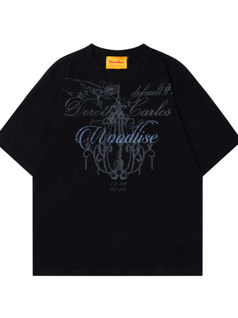 Men's Graphic Short Sleeve Oversized T-Shirt Black