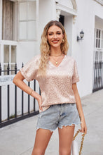 Leopard Print Curved Hem Satin Top Apricot
