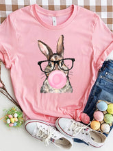 Rabbit Round Neck Short Sleeve T-Shirt Dusty Pink