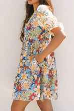 Printed Notched Flounce Sleeve Mini Dress Casual Dresses