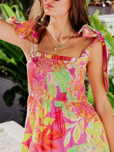 Tropical Print Tie Shoulder Maxi Dress
