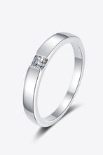 Inlaid Moissanite Rhodium-Plated Ring Silver