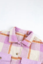 Plaid Corduroy Pockets Brushed Checkered Shacket Woman Outerwear