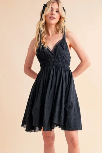 Aemi+Co Lace Detail Mini Cami Dress BLACK Casual Dresses