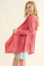 And The Why Full Size Thermal Hooded Open Front Cardigan with Pockets Woman Outerwear