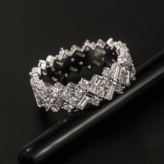 Inlaid Zircon 925 Sterling Silver Ring Silver