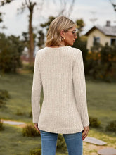 Ribbed V-Neck Long Sleeve Tee Woman T Shirts