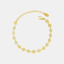 Titanium Steel Drip Oil Flower Bracelet Gold One Size