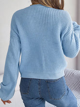 Cable-Knit Round Neck Drop Shoulder Sweater Sweater Pullovers