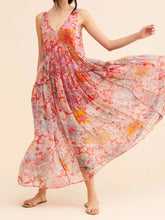Printed V-Neck Sleeveless Dress