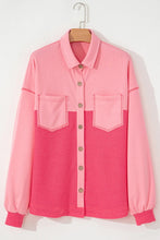 Two Tone Button Up Drop Shoulder Shacket Woman Outerwear