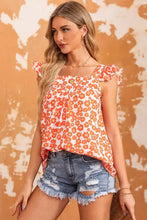 Floral Square Neck Cap Sleeve Tank Tanks & Camis
