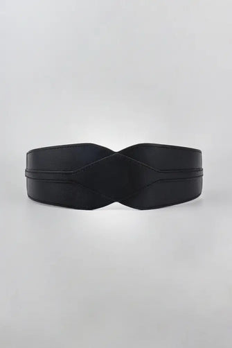 Elastic Wide PU Belt Black One Size Belts