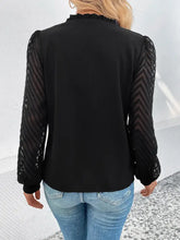 Perfee Mesh V-Neck Button Front Blouse Woman Blouses