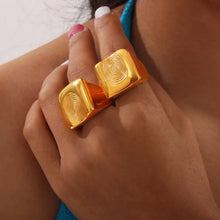 Titanium Steel Fingerprint Signet Ring Gold
