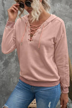 Lace Up Long Sleeve Hoodie Woman Sweatshirts