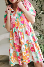 Button Down Floral Puff Sleeve Babydoll Dress Casual Dresses