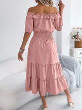 Smocked Off-Shoulder Tiered Dress Casual Dresses