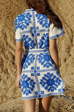 Printed Tie Waist Short Sleeve Dress Casual Dresses