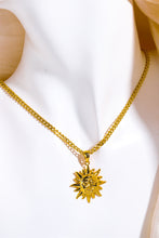 Sun Pendant Copper Necklace Gold One Size