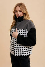 Annie Wear Plaid Zip Up Drop Shoulder Sherpa Jacket Woman Outerwear