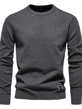 Men's Round Neck Long Sleeve Sweater Dark Gray