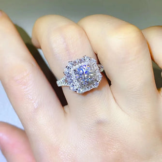 1 Carat Moissanite 925 Sterling Silver Ring Silver