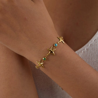 18K Gold-Plated Starfish Chain Bracelet Gold One Size