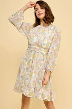 Lime 'N' Chili Chiffon Floral Print Belted Dress with Back Zipper BLUE FLORAL Casual Dresses