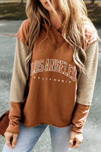 Letter Graphic Long Sleeve Hoodie Caramel Woman Sweatshirts