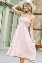 And The Why Smocking Open-Back Sleeveless Midi Dress Pale Pink Casual Dresses