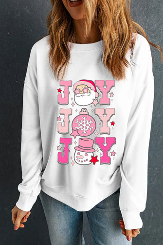 JOY Round Neck Long Sleeve Sweatshirt White