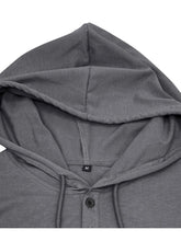 Men's Full Size Casual Hooded Henley T-Shirt Plus Size Mens Tops