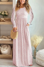 Leopard Round Neck Long Sleeve Maxi Dress Woman Maxi Dress