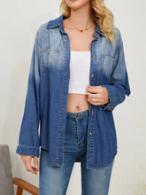 Button Up Long Sleeve Denim Jacket Dusty Blue