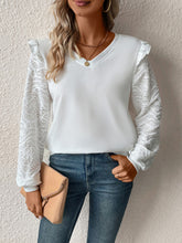 Perfee Textured V-Neck Long Sleeve Top