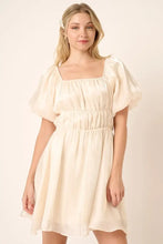 Mittoshop Metallic Organza Fabric Balloon Sleeve Mini Dress Woman Dress