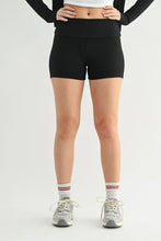MONO B Ribbed Foldover Waist Shorts BLACK
