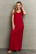 Plus Size Scoop Neck Maxi Tank Dress Burgundy